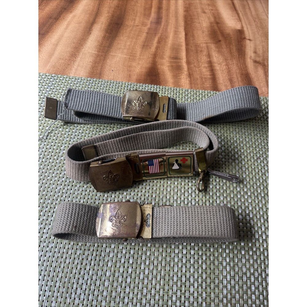Lot Of 3 Vintage Boy Scout belt merit badges buckle BSA 1950s1960s solid brass